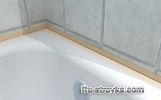 Заделка швов силиконом вокруг ванны.
