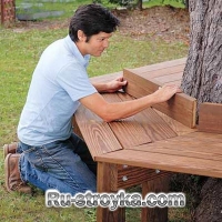 Как построить скамейку под деревом.